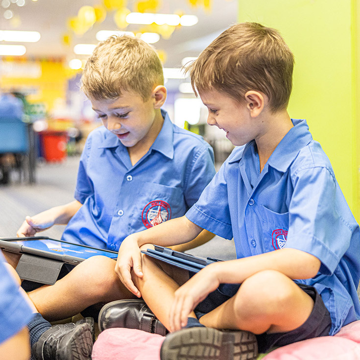 Holy Family Catholic Primary Luddenham 2 boys on laptops